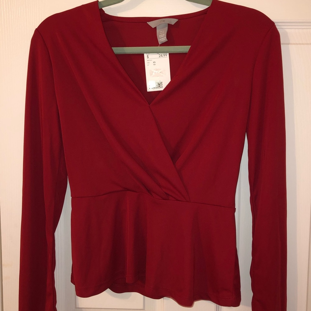 NWT Red H&M Surplice Top